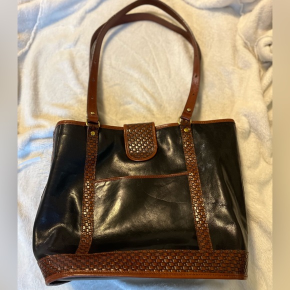 Vintage Brahmin Tote Bag in black and brown leather - Picture 5 of 13